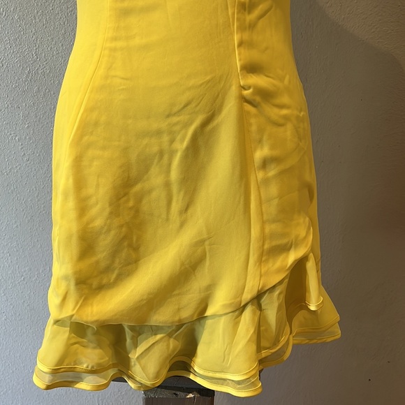 House of CB Rossella Ruffle Mini Dress in Yellow New w partial tag - Picture 9 of 14